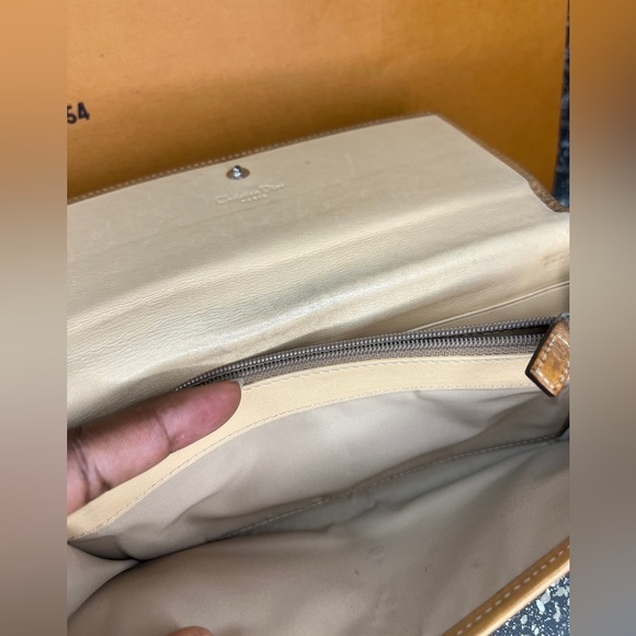 Christian Dior CD Caramel Brown Oblique Monogram Logo Flap Long Wallet - Picture 12 of 16